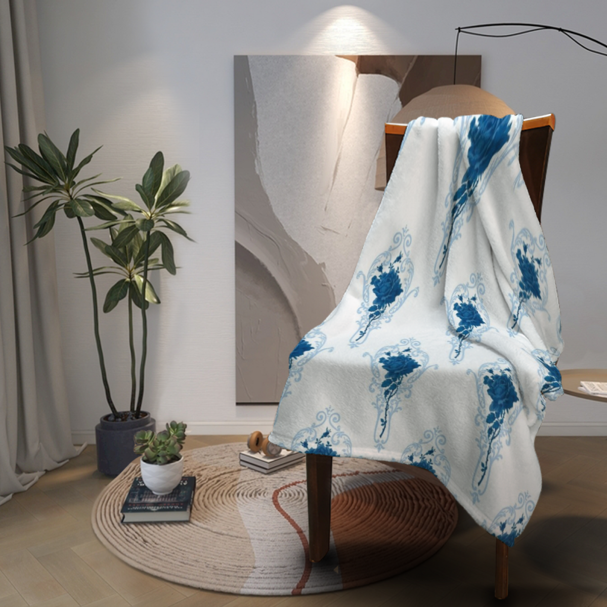 Soft Minimalist All-Season Flannel Blanket ¨C Seaside Lagoon Collection