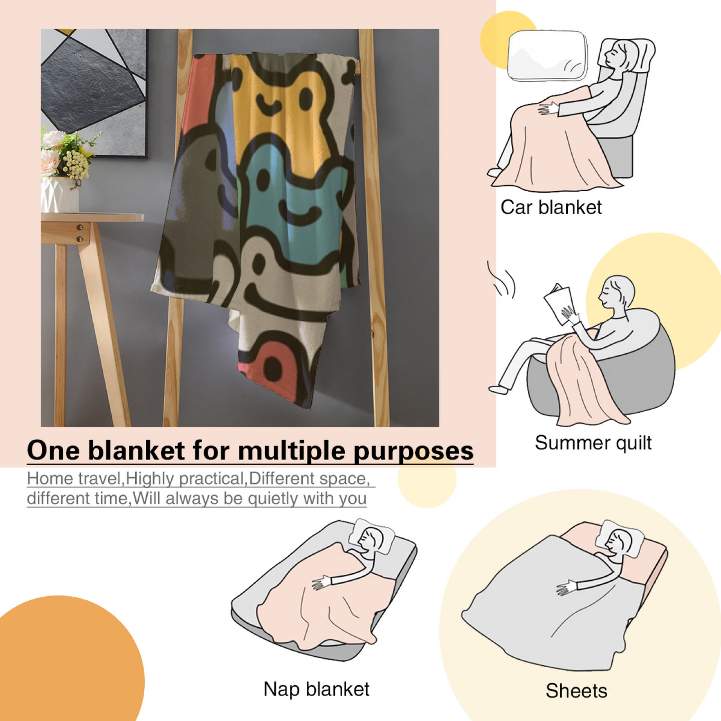 Colorful Contemporary Art Throw Blanket ¨C Stylish Graphic Printed Blanket