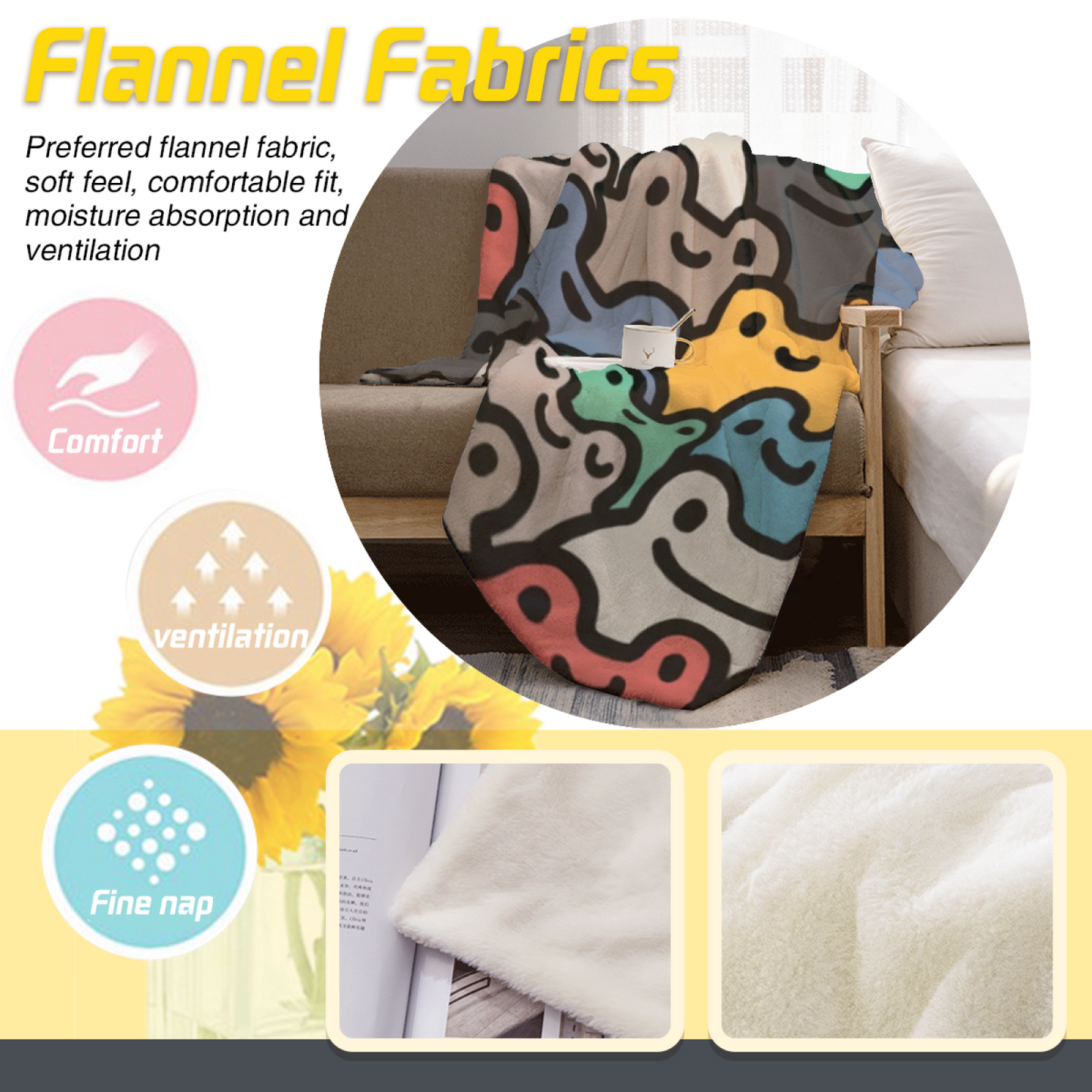 Colorful Contemporary Art Throw Blanket ¨C Stylish Graphic Printed Blanket