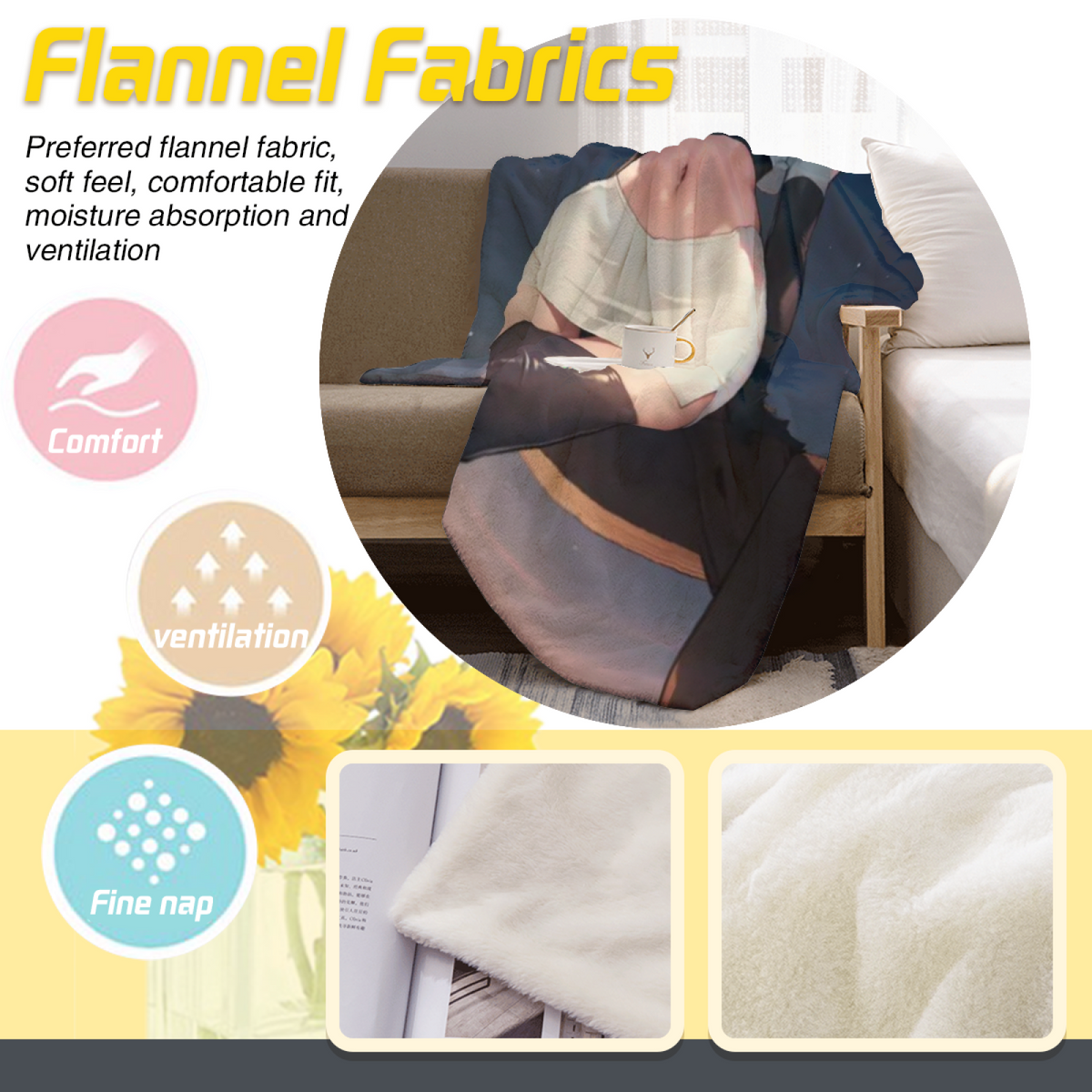 Sunwashed Flora Pastel Multicolor Modern Art Flannel Throw Blanket
