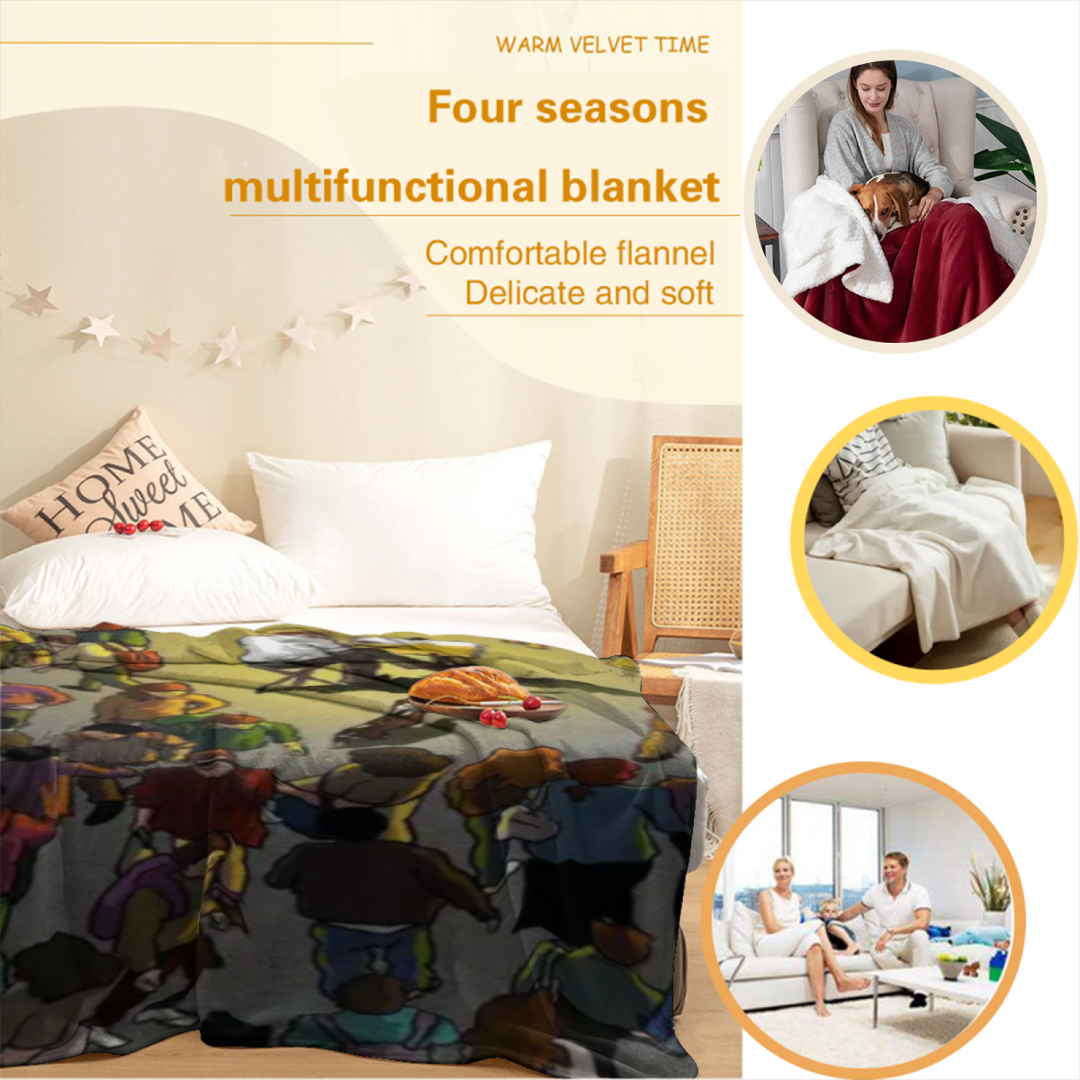 Oceanic Daydream Soft Flannel Blanket in Soft Neutral
