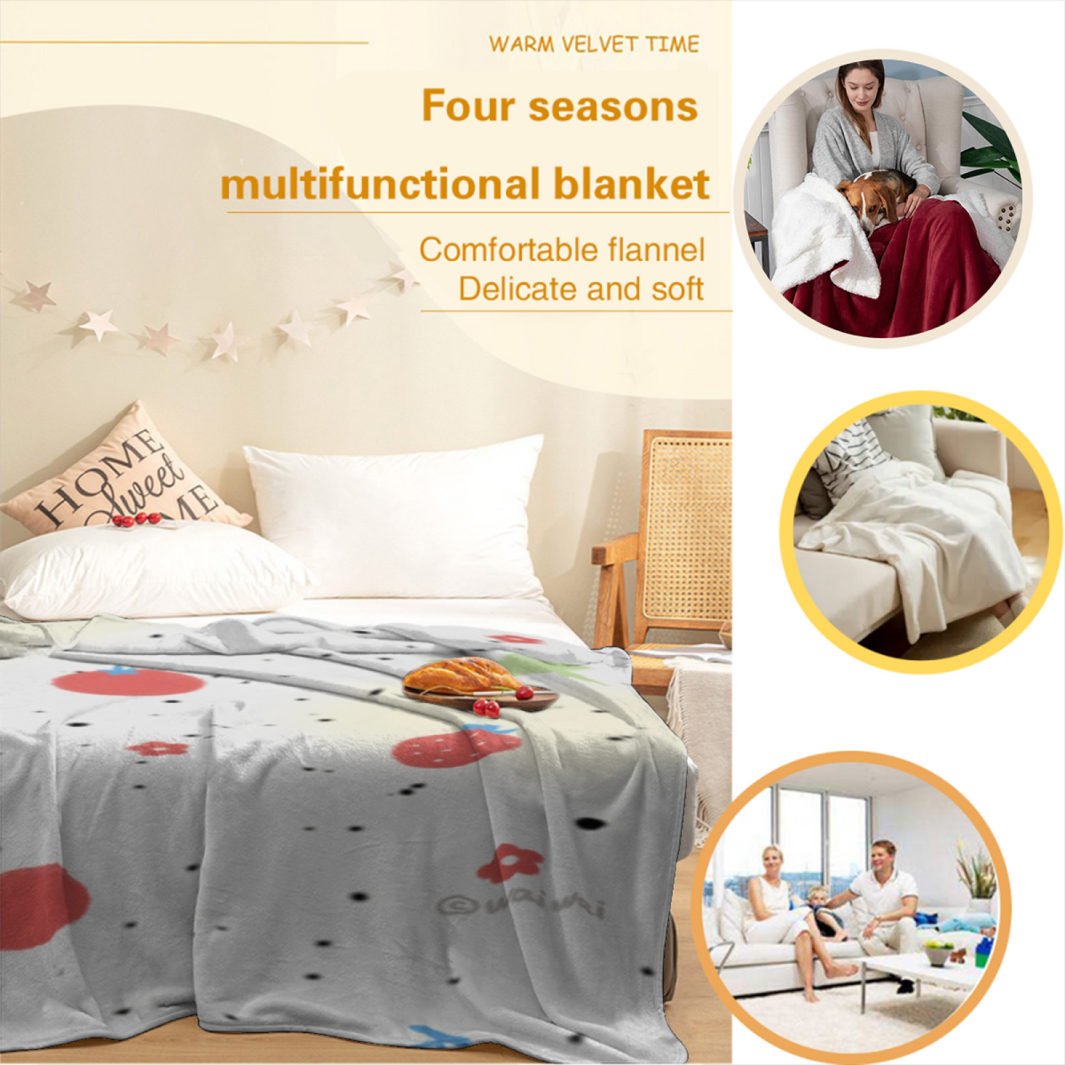 Copper Whisper Soft Flannel Blanket in Creamy Ivory