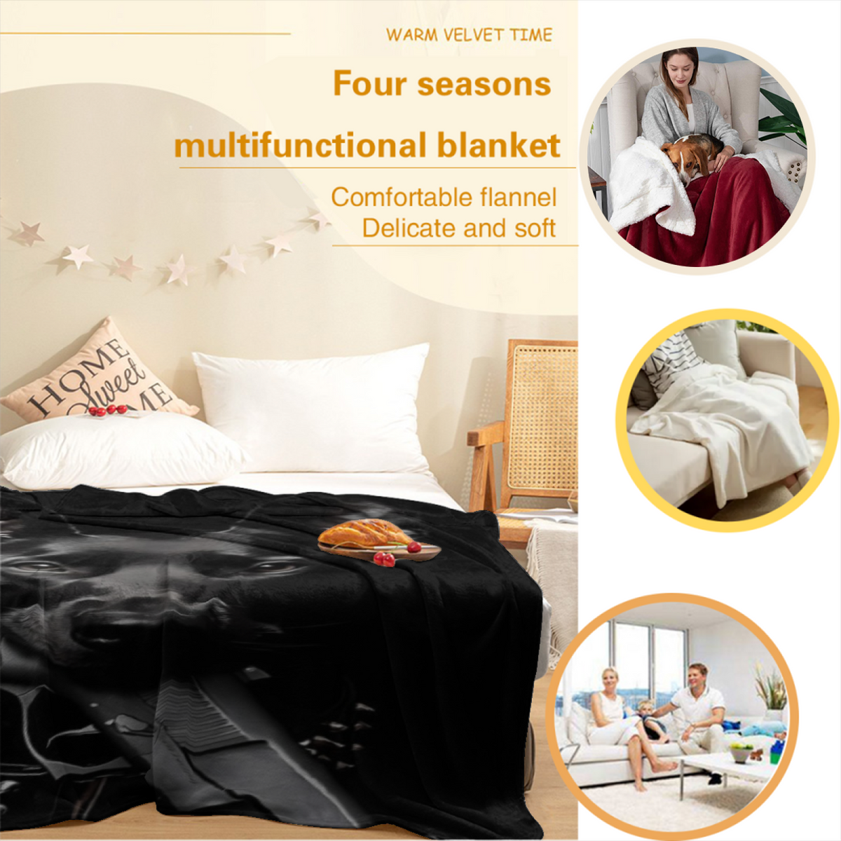Eclectic Design Aurora Ripple Soft Neutral Cozy Flannel Bed Blanket