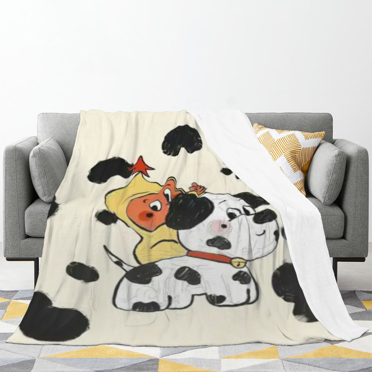 Decorative Flannel Blanket with Moonbeam Rhapsody Cozy Cottage Artwork