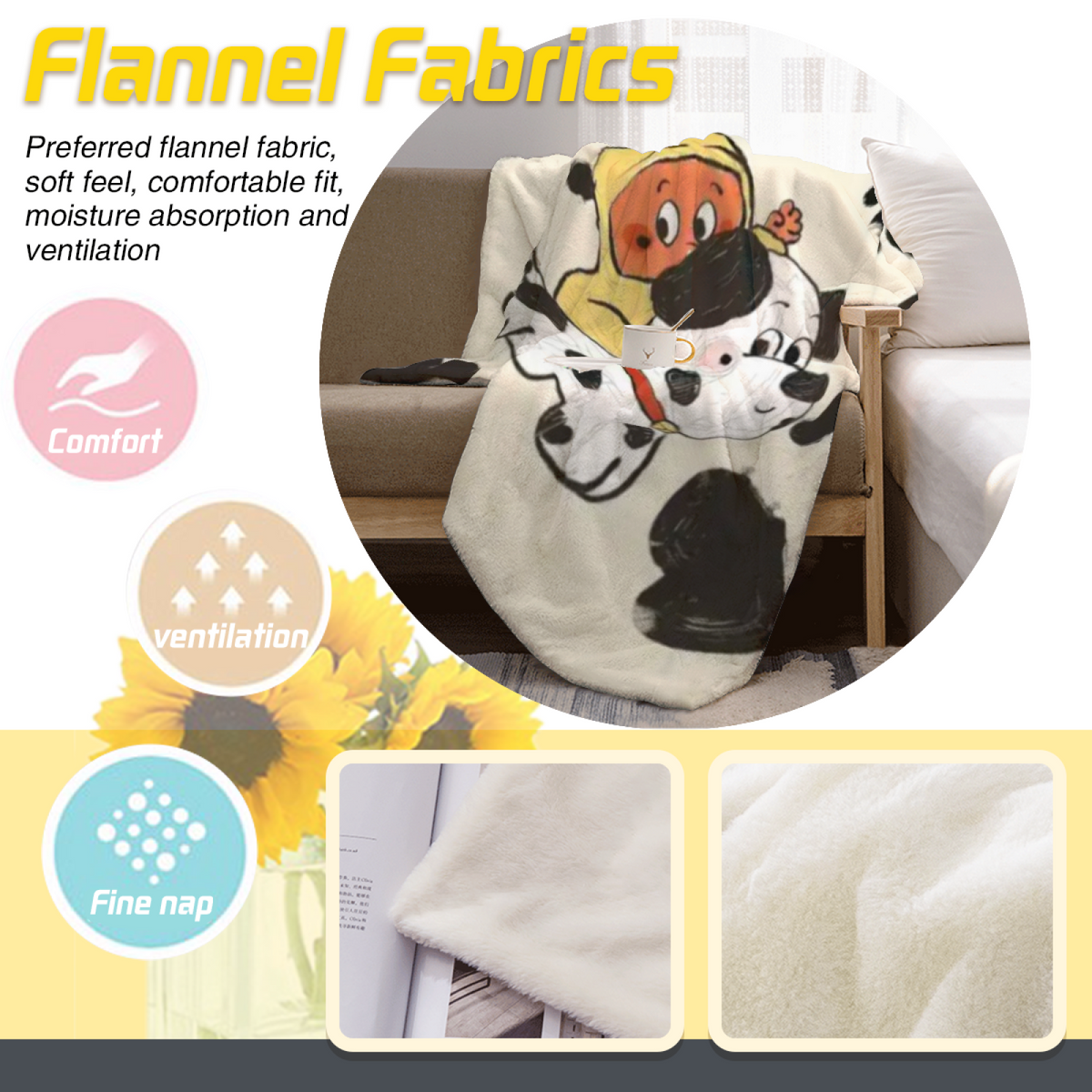 Decorative Flannel Blanket with Moonbeam Rhapsody Cozy Cottage Artwork