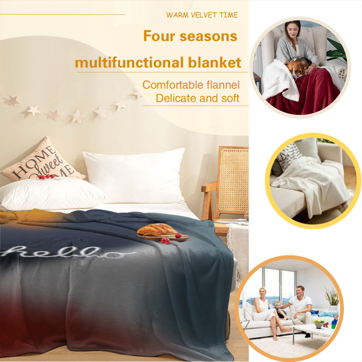 Earthy Neutral Starlit Blossom Soft Flannel Blanket ¨C Contemporary Pattern