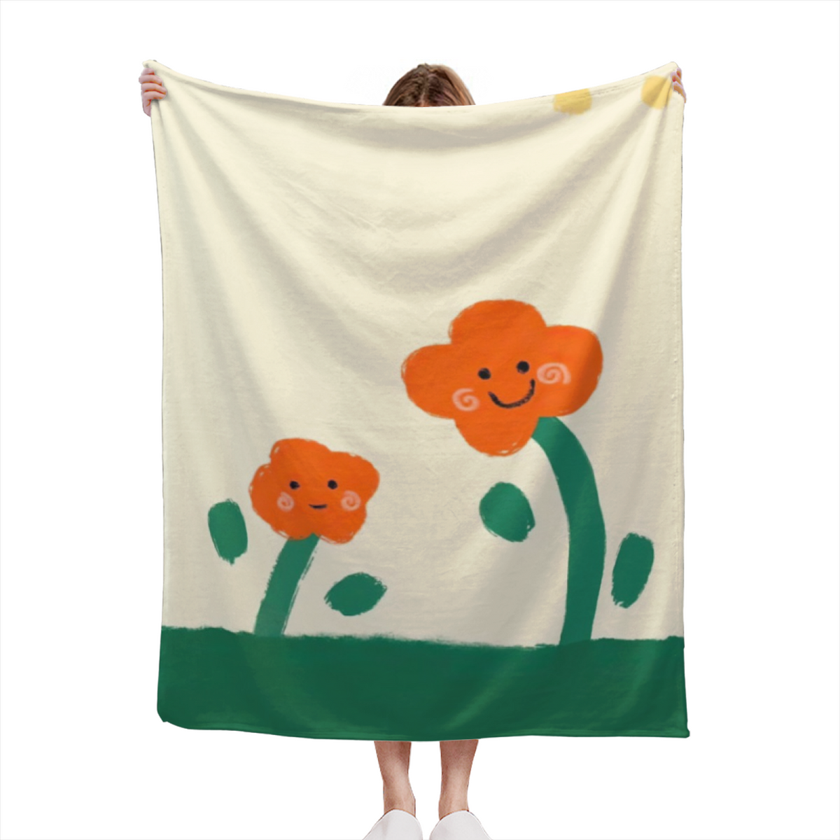 Eclectic Design Orchard Sprout Soft Neutral Cozy Flannel Bed Blanket