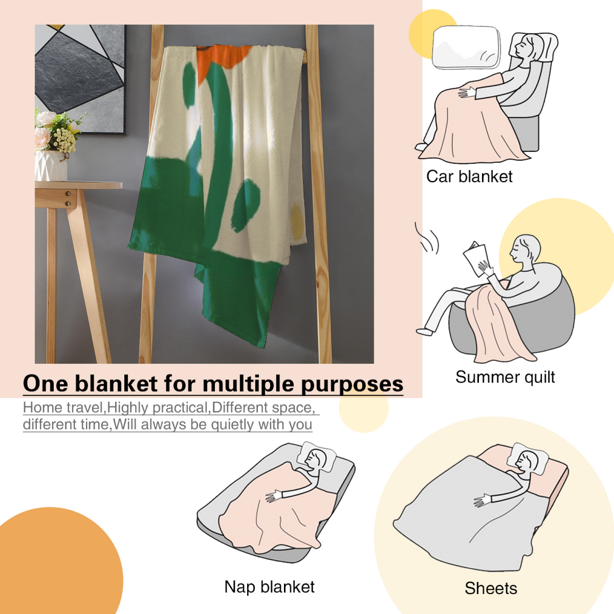 Eclectic Design Orchard Sprout Soft Neutral Cozy Flannel Bed Blanket