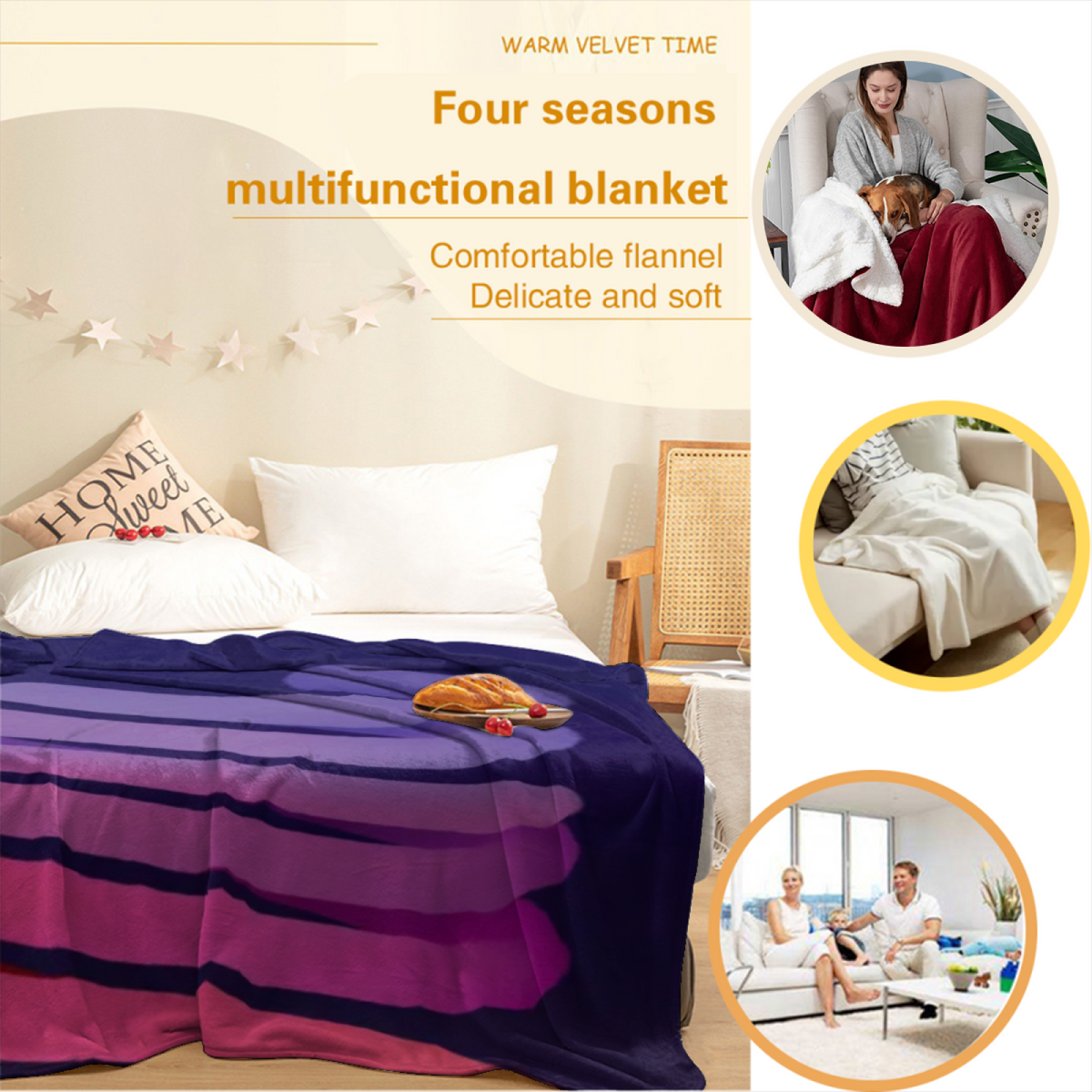 Soft Minimalist Plush Flannel Throw ¨C Enchanted Hearth Collection