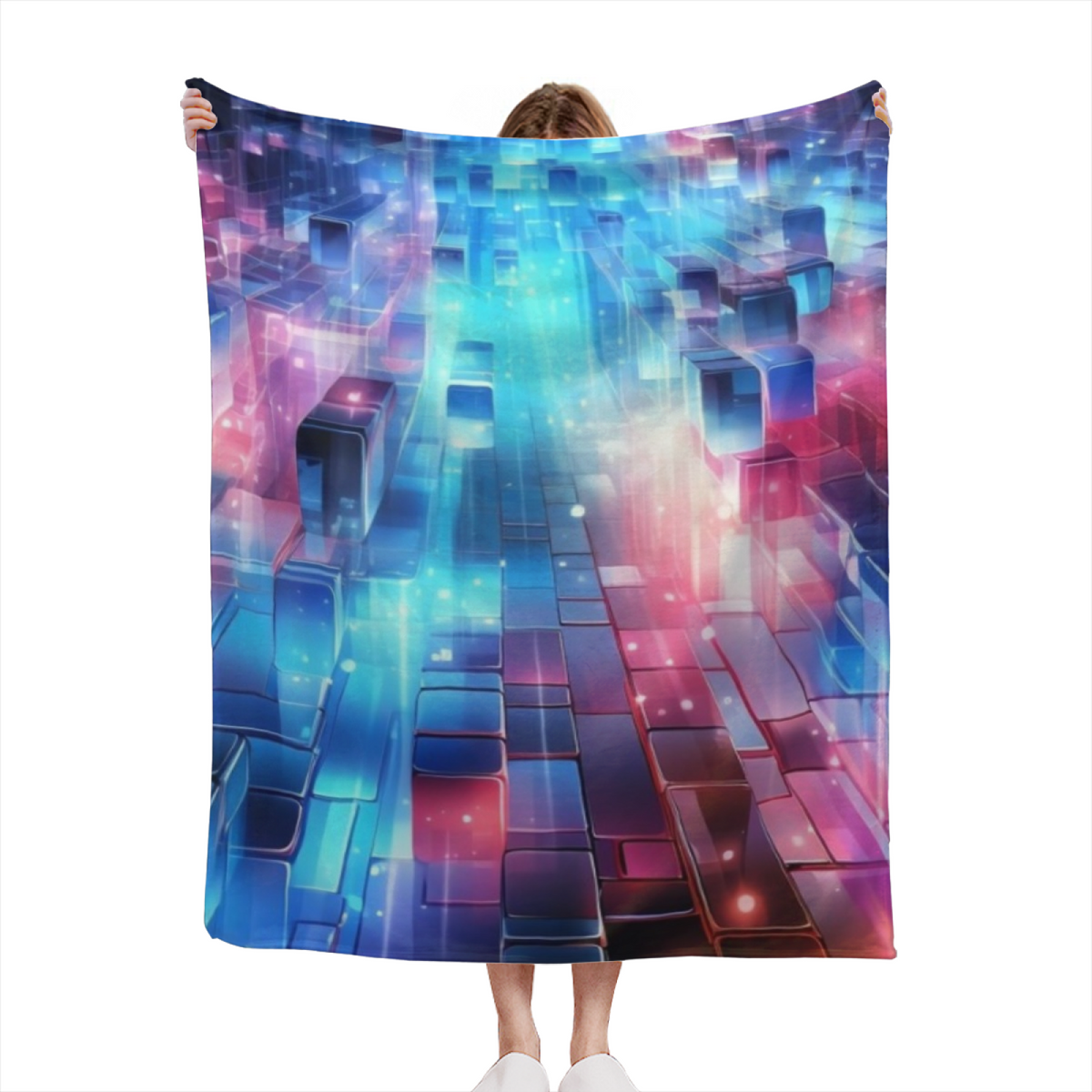 Golden Echo Powder Blue Art All-Season Flannel Blanket