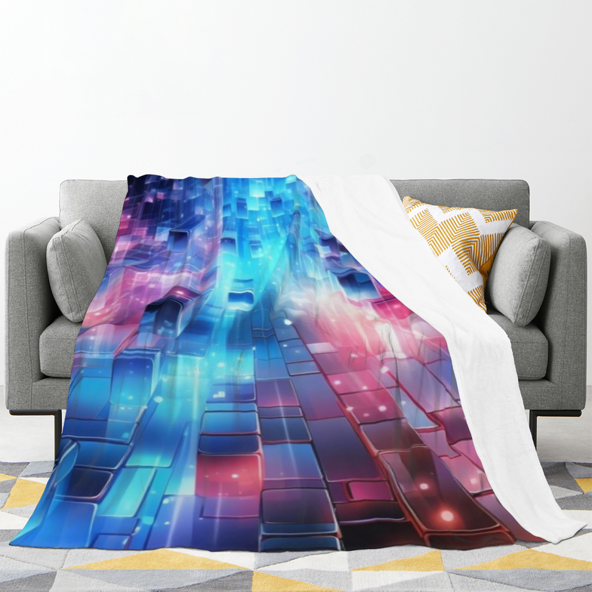 Golden Echo Powder Blue Art All-Season Flannel Blanket