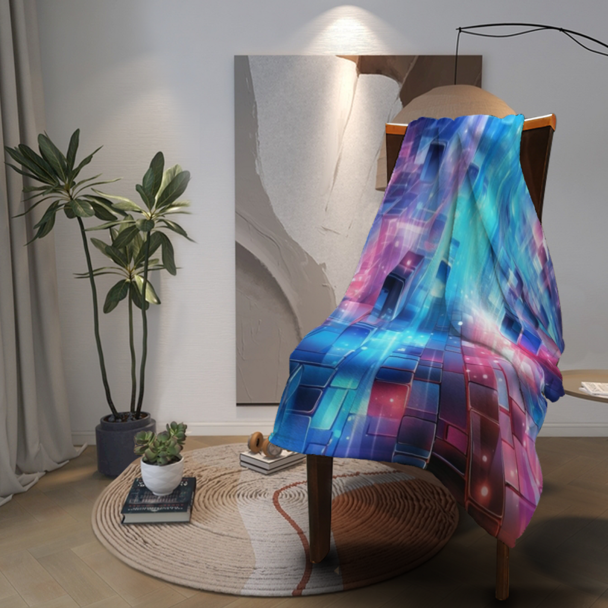 Golden Echo Powder Blue Art All-Season Flannel Blanket