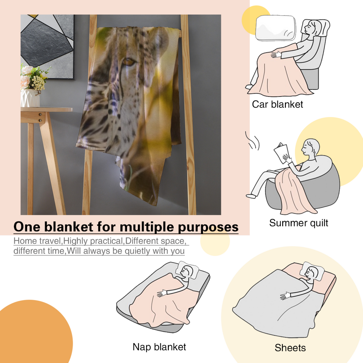 Artistic Soft Neutral Amber Vista Cozy Flannel Bed Blanket