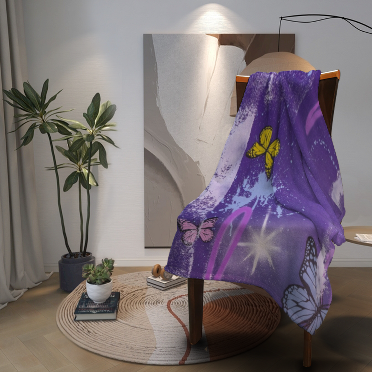 Beige Tiny Flower All-Season Flannel Blanket