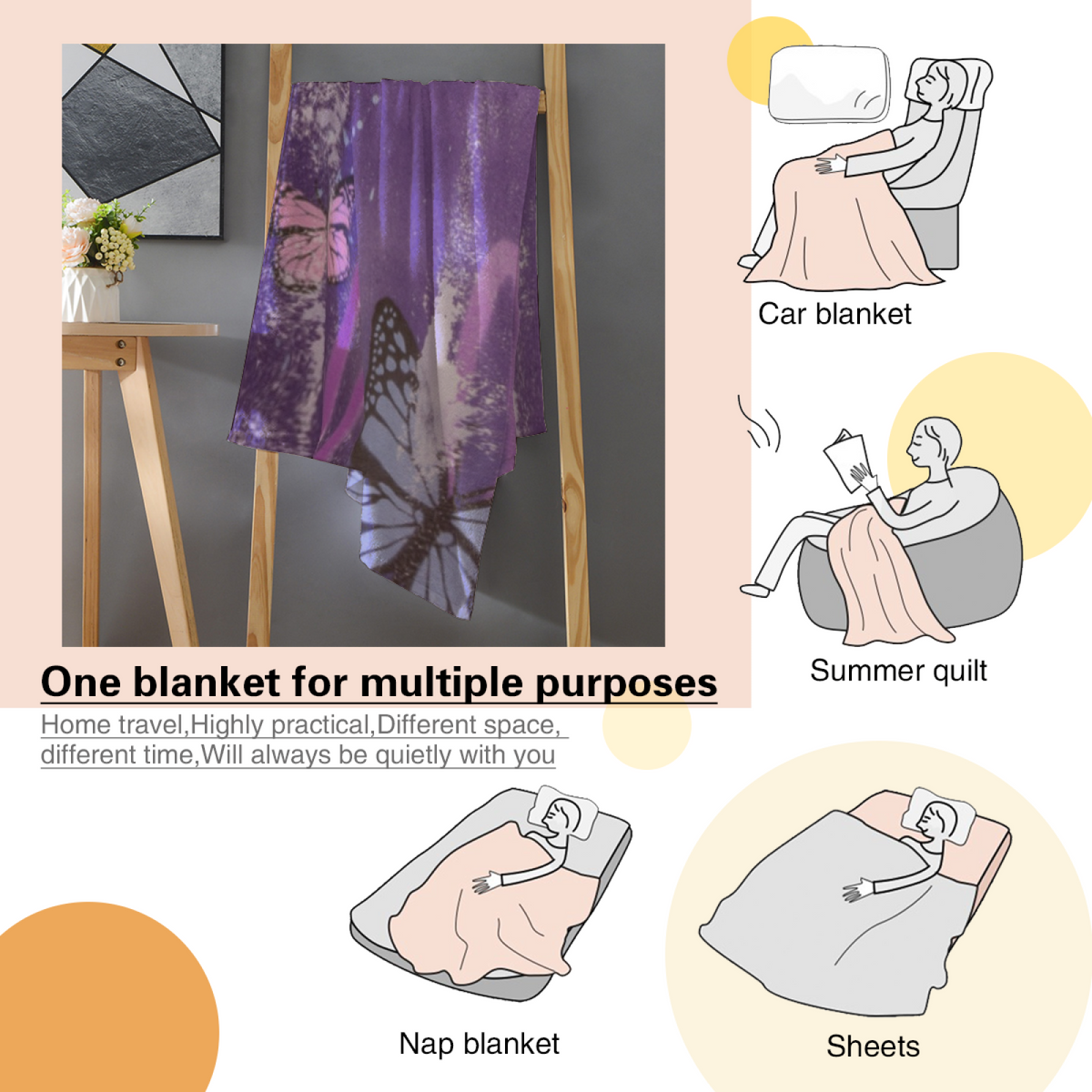 Beige Tiny Flower All-Season Flannel Blanket