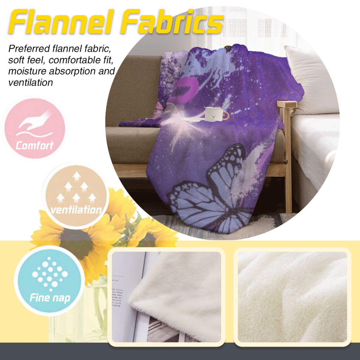 Beige Tiny Flower All-Season Flannel Blanket