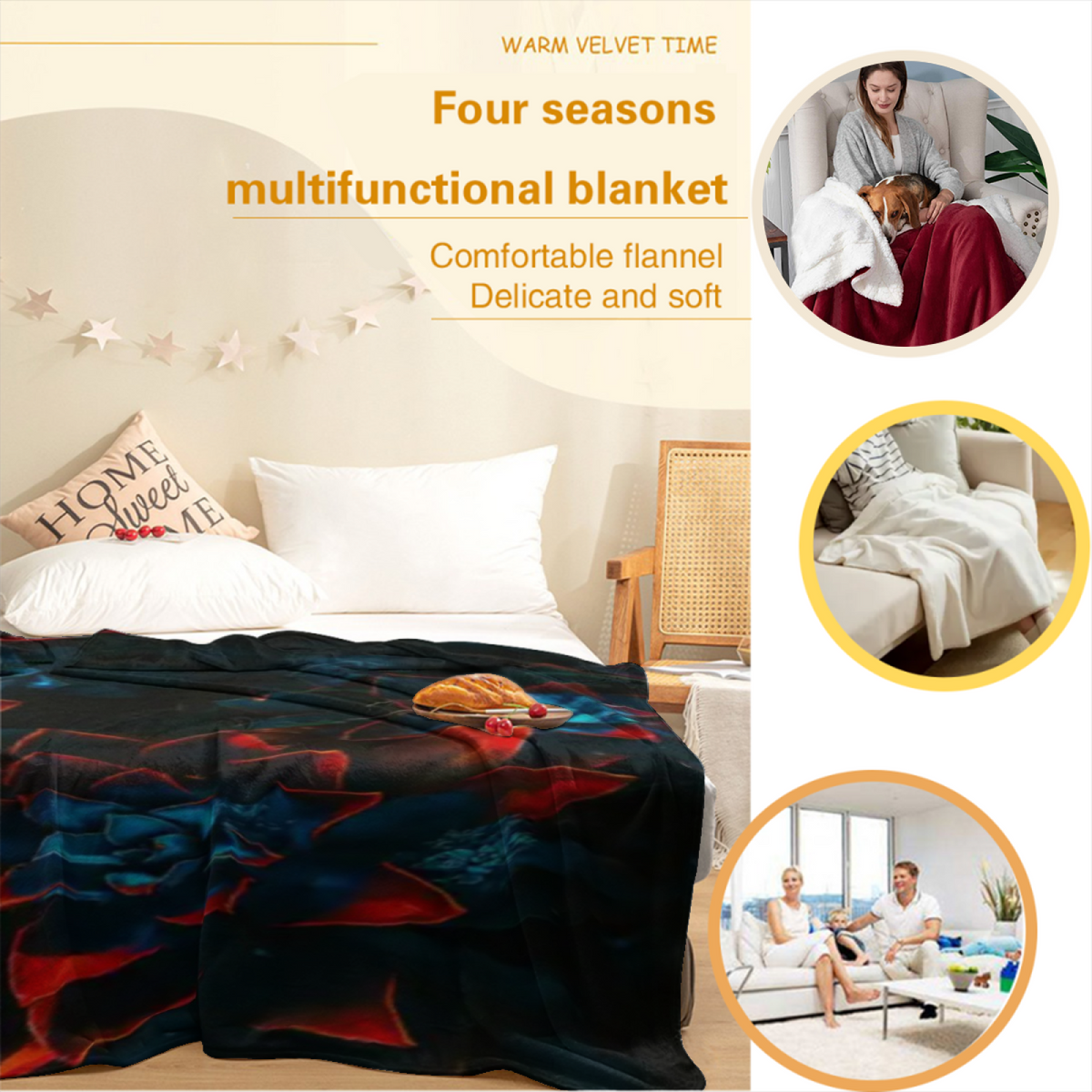 Soft Minimalist All-Season Flannel Blanket ¨C Watercolor Sonnet Collection