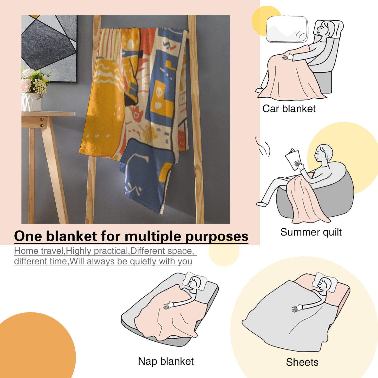 Colorful Artistic Throw Blanket ¨C Modern Decorative Graphic Design