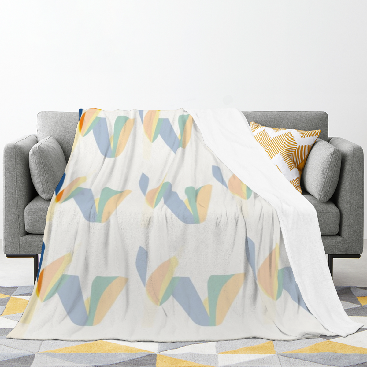 Pastel Multicolor Whimsical Decor Plush Flannel Throw ¨C Gilded Mirage Edition
