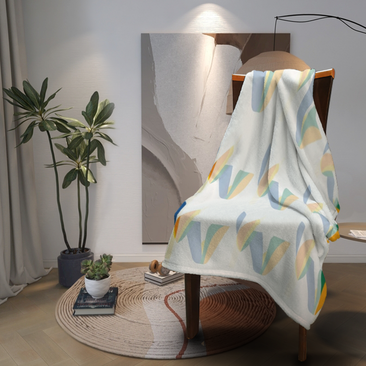 Pastel Multicolor Whimsical Decor Plush Flannel Throw ¨C Gilded Mirage Edition