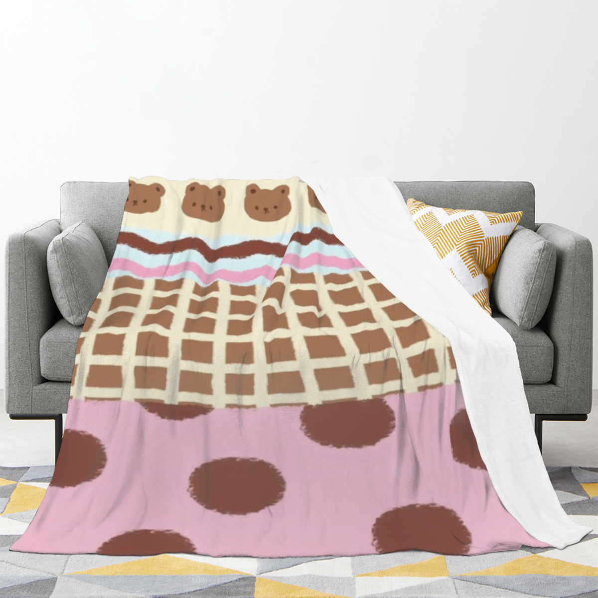 Ember Kaleidoscope Retro Pattern Soft Flannel Blanket