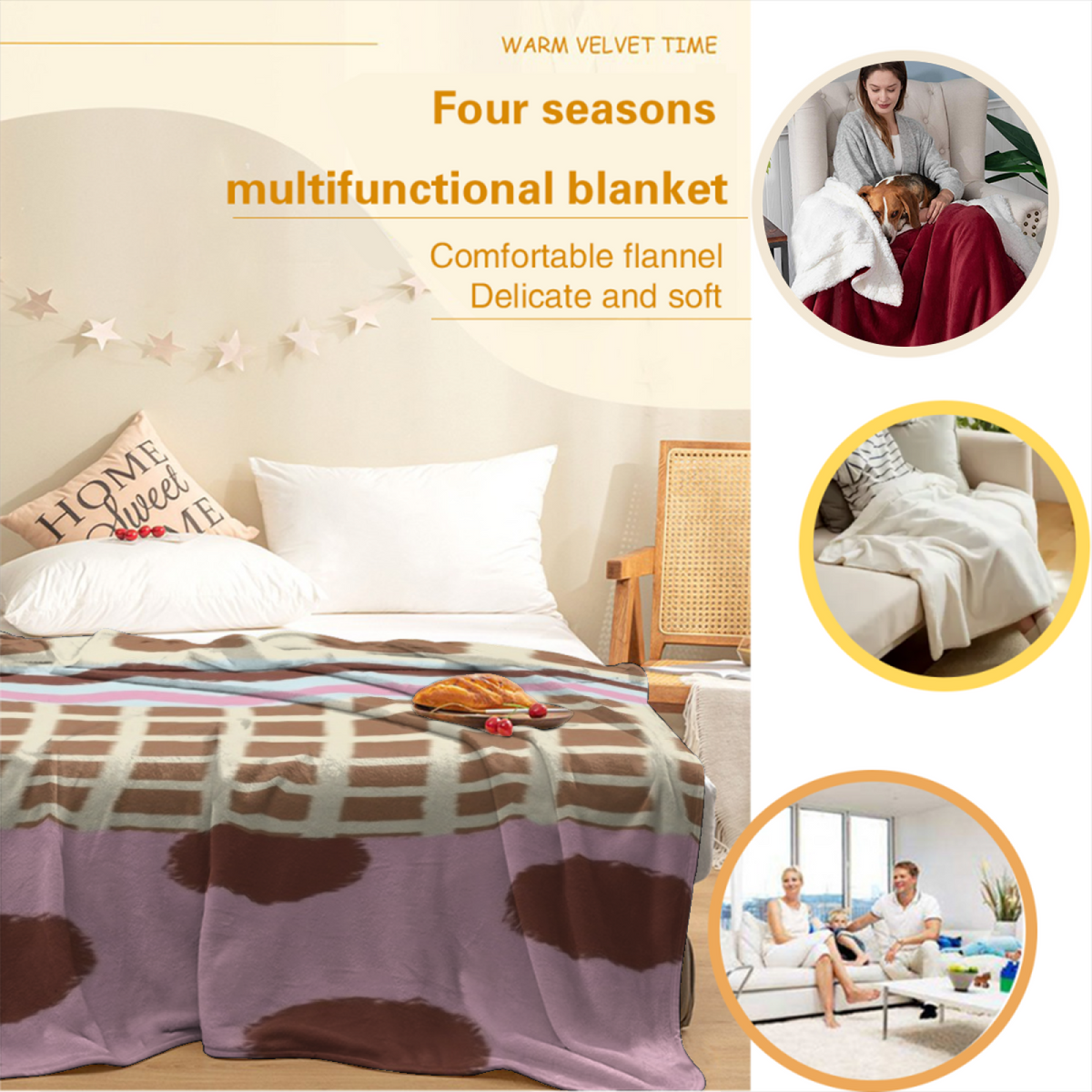 Ember Kaleidoscope Retro Pattern Soft Flannel Blanket