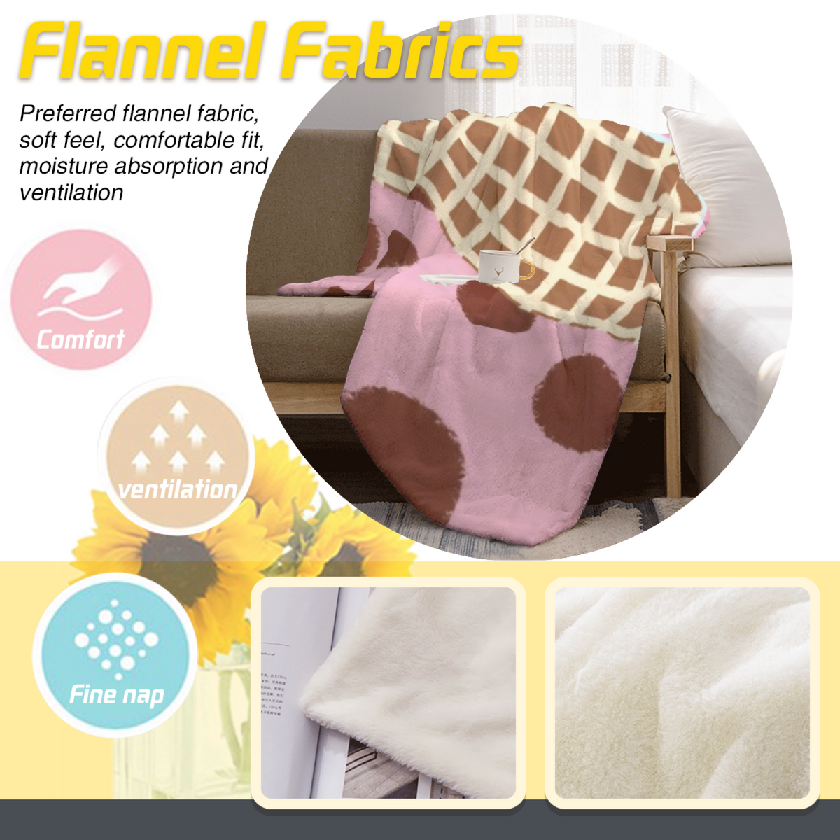 Ember Kaleidoscope Retro Pattern Soft Flannel Blanket