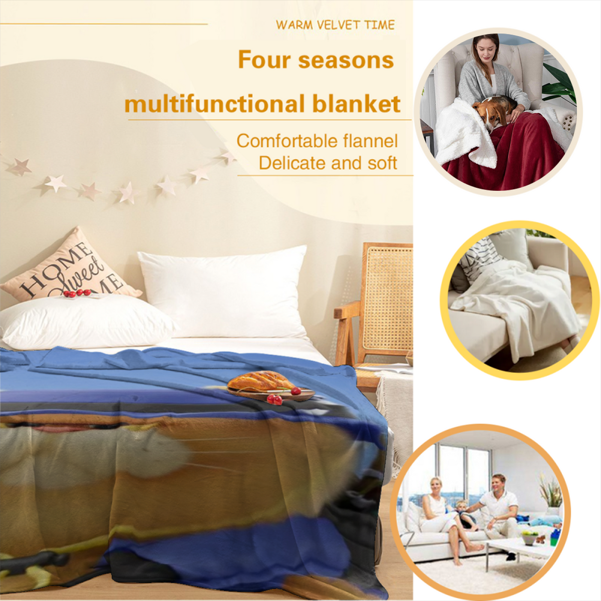 Hazy Vista Pastel Multicolor Modern Art Decorative Flannel Blanket