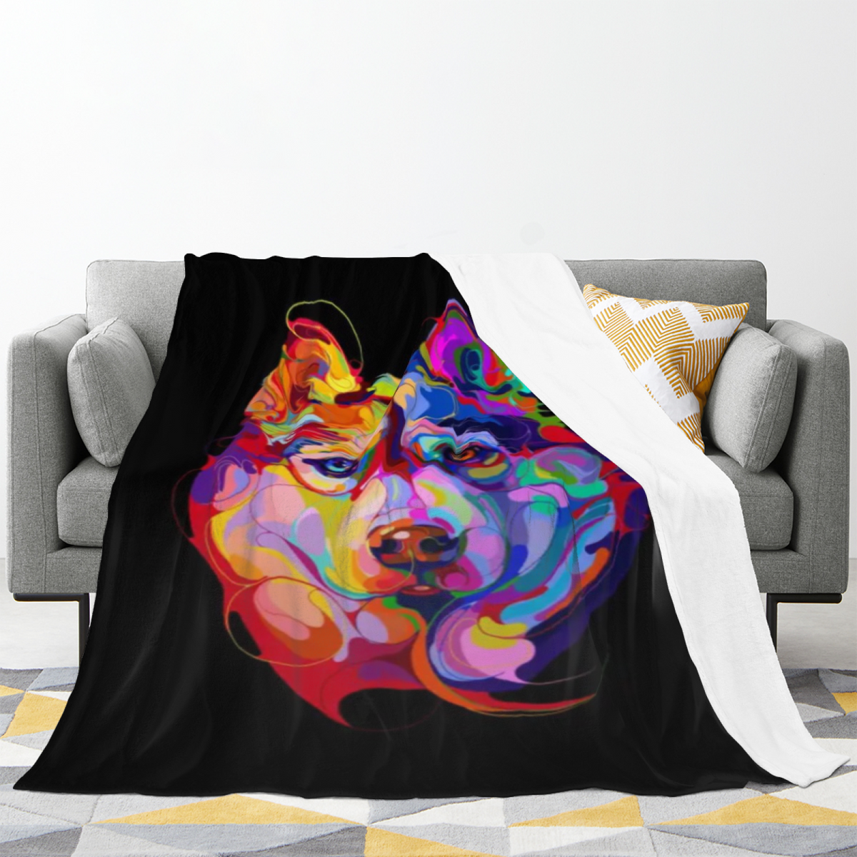 Celestial Blossom Pastel Multicolor Modern Art Decorative Flannel Blanket