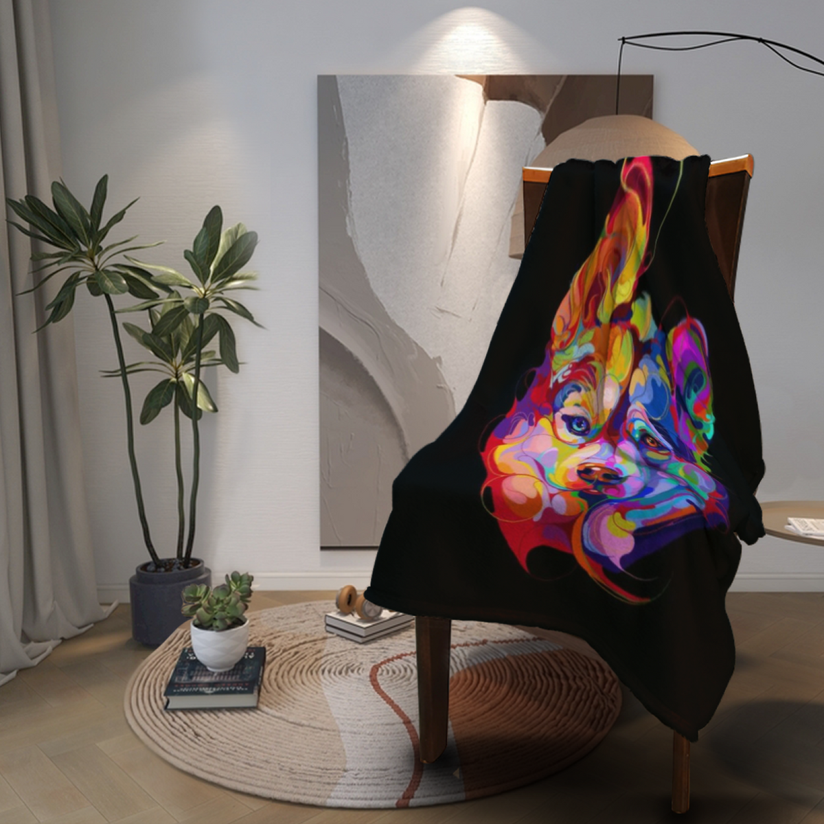 Celestial Blossom Pastel Multicolor Modern Art Decorative Flannel Blanket