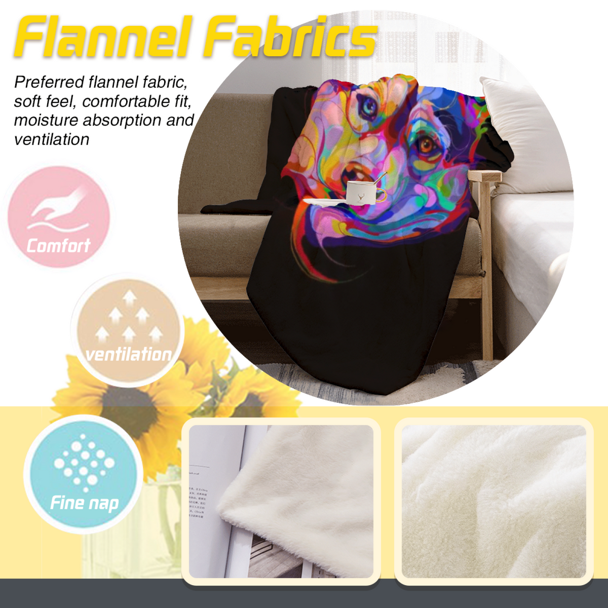 Celestial Blossom Pastel Multicolor Modern Art Decorative Flannel Blanket