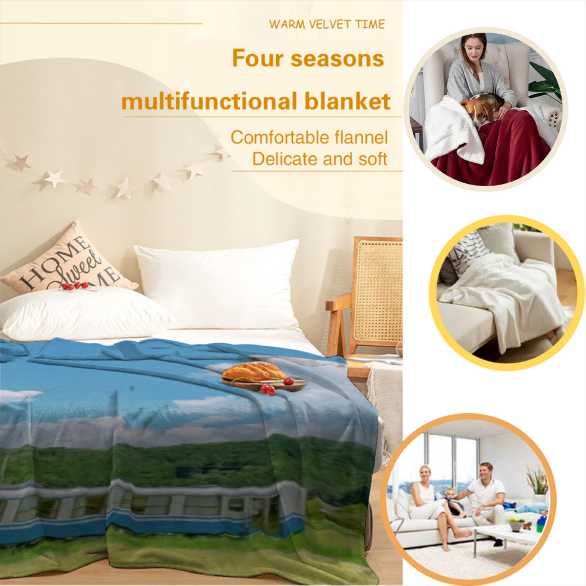 Flannel Throw Blanket with Rustic Treasure Cozy Cottage Artwork