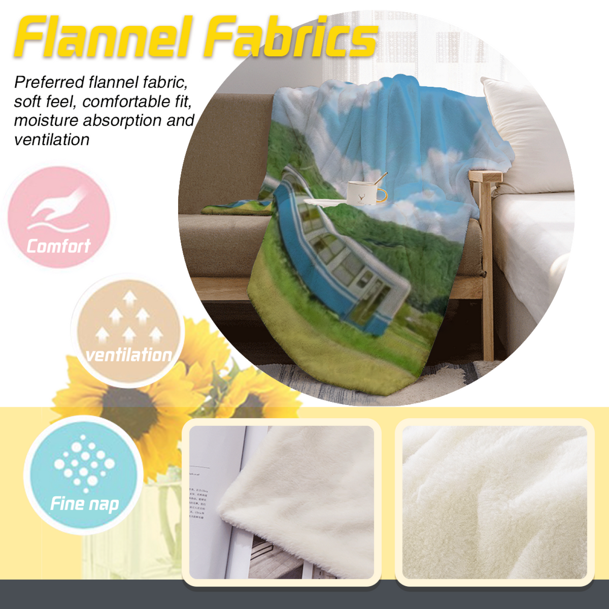Flannel Throw Blanket with Rustic Treasure Cozy Cottage Artwork