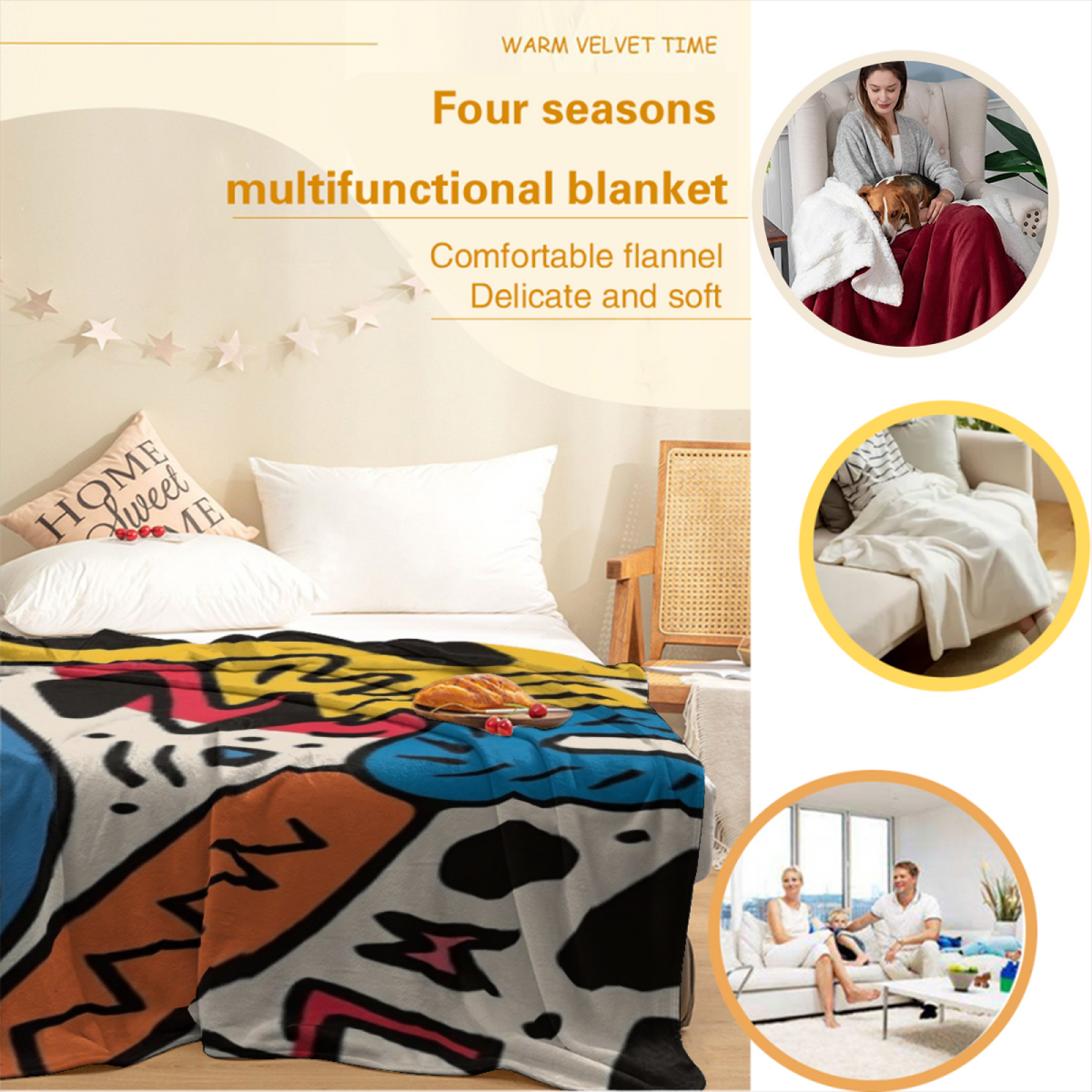 Eclectic Soft Neutral Juniper Reverie Soft Flannel Blanket