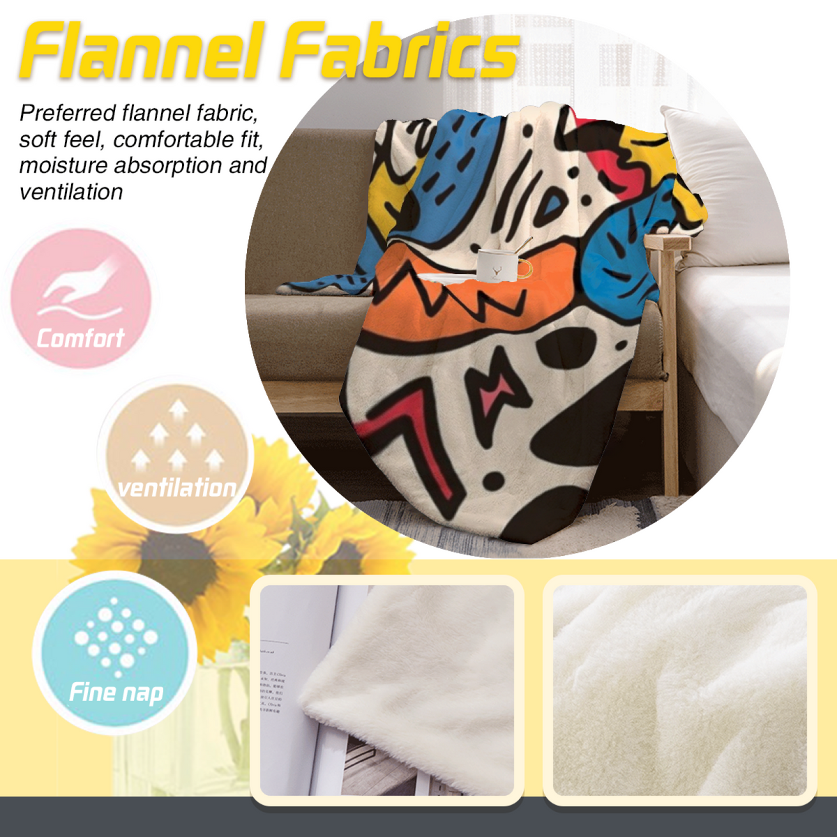 Eclectic Soft Neutral Juniper Reverie Soft Flannel Blanket