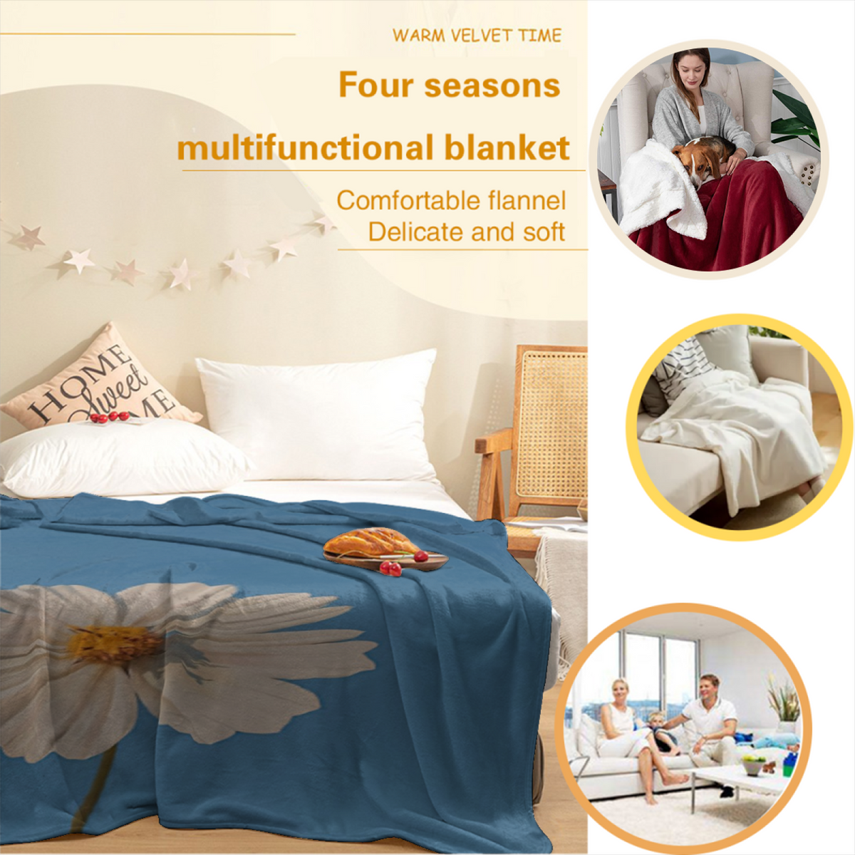 Harvest & Grove Playful Graphic Plush Flannel Throw