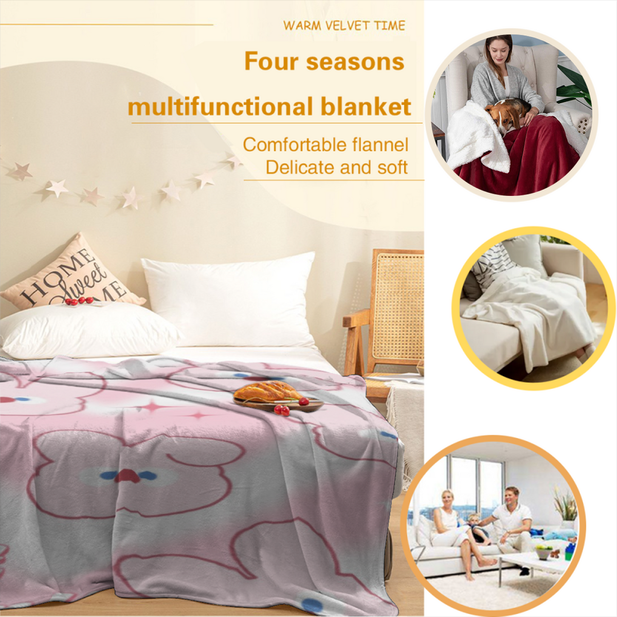 Soft Neutral Cedar Charm Decorative Flannel Blanket
