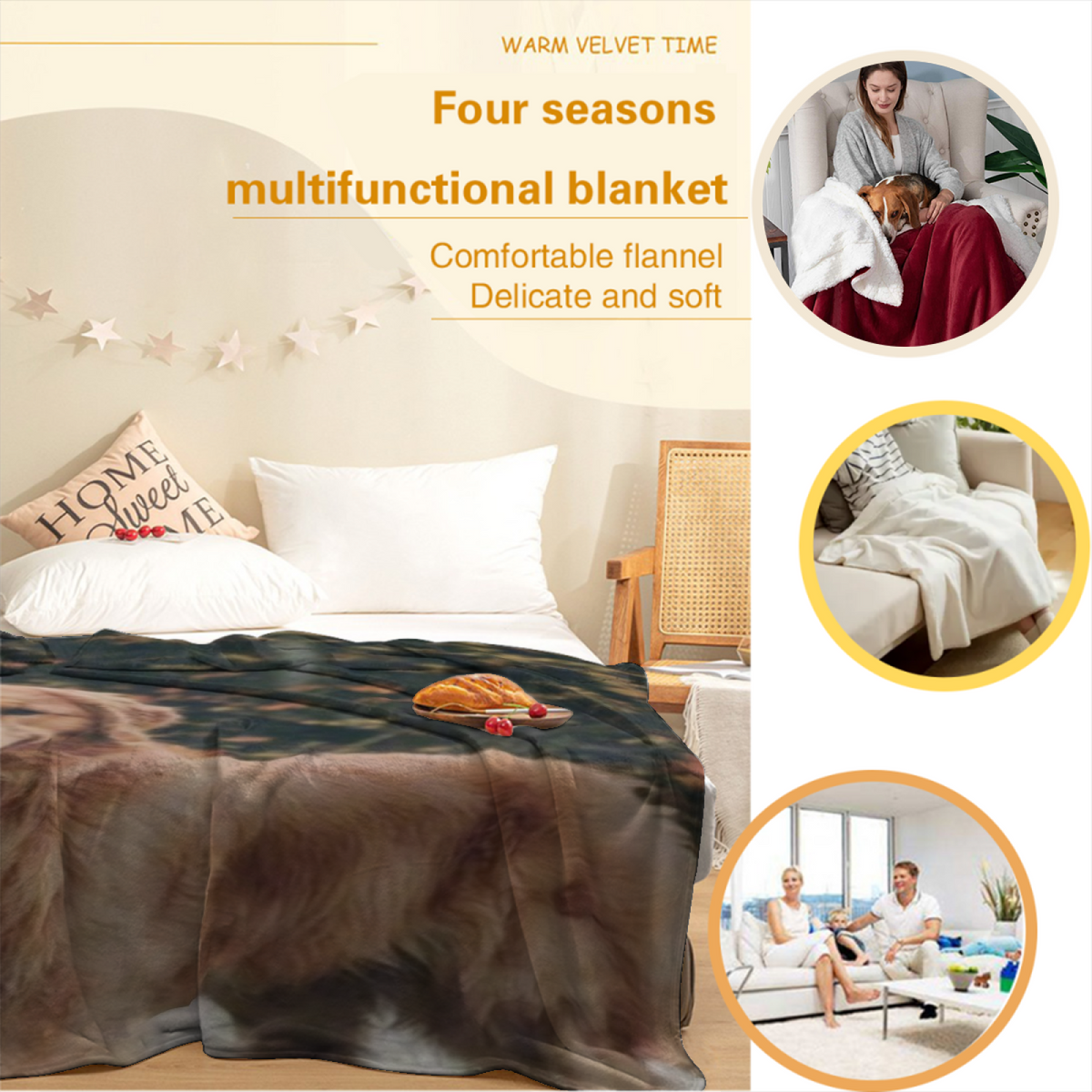 Cedar Tapestry Soft Neutral Art Cozy Flannel Bed Blanket
