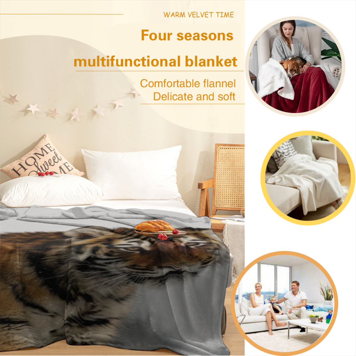Eclectic Soft Neutral Zephyr Haven Plush Flannel Throw