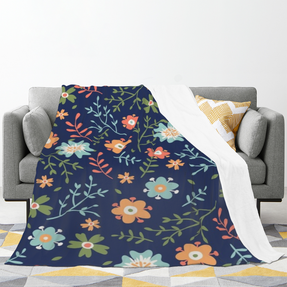 Soft Neutral Festival Petal Lightweight Flannel Throw ¨C Contemporary Pattern