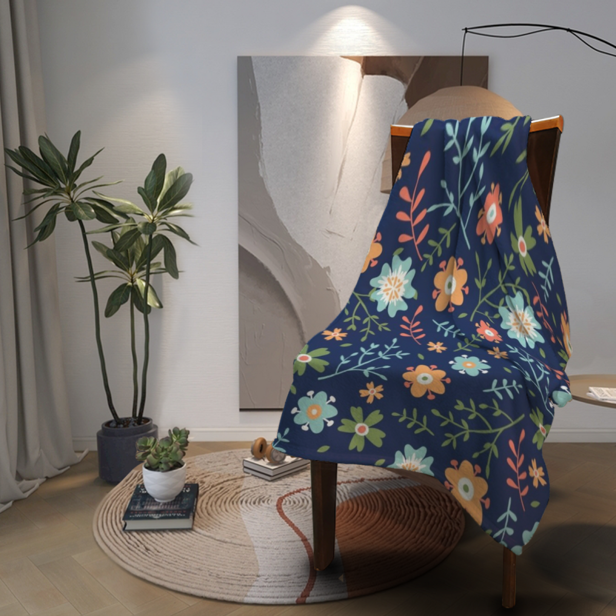 Soft Neutral Festival Petal Lightweight Flannel Throw ¨C Contemporary Pattern