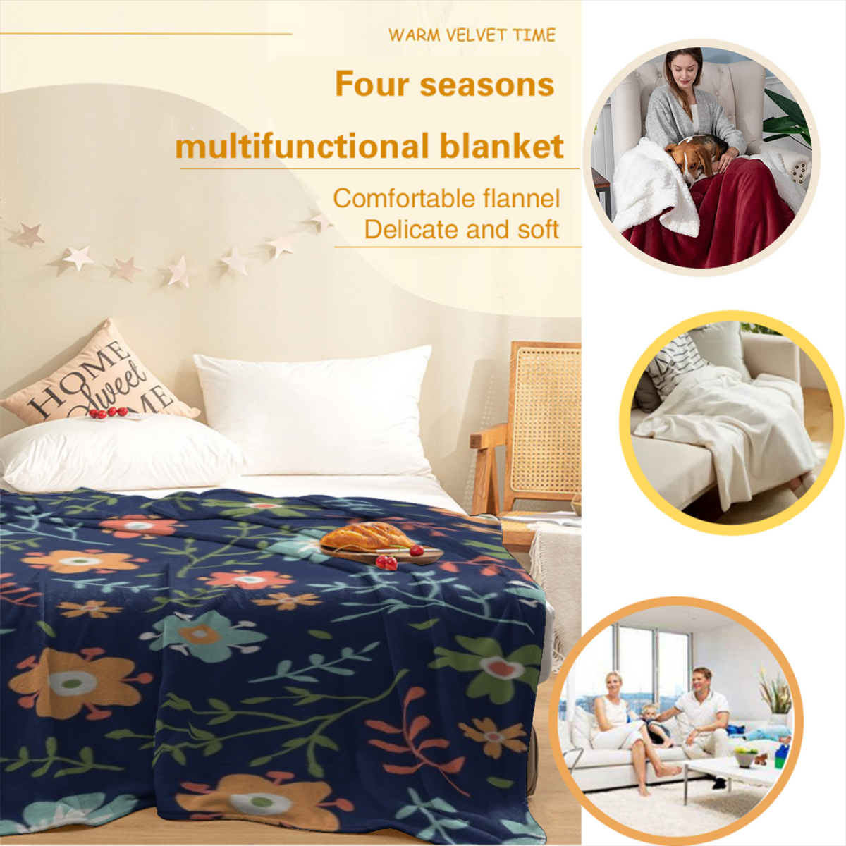 Soft Neutral Festival Petal Lightweight Flannel Throw ¨C Contemporary Pattern