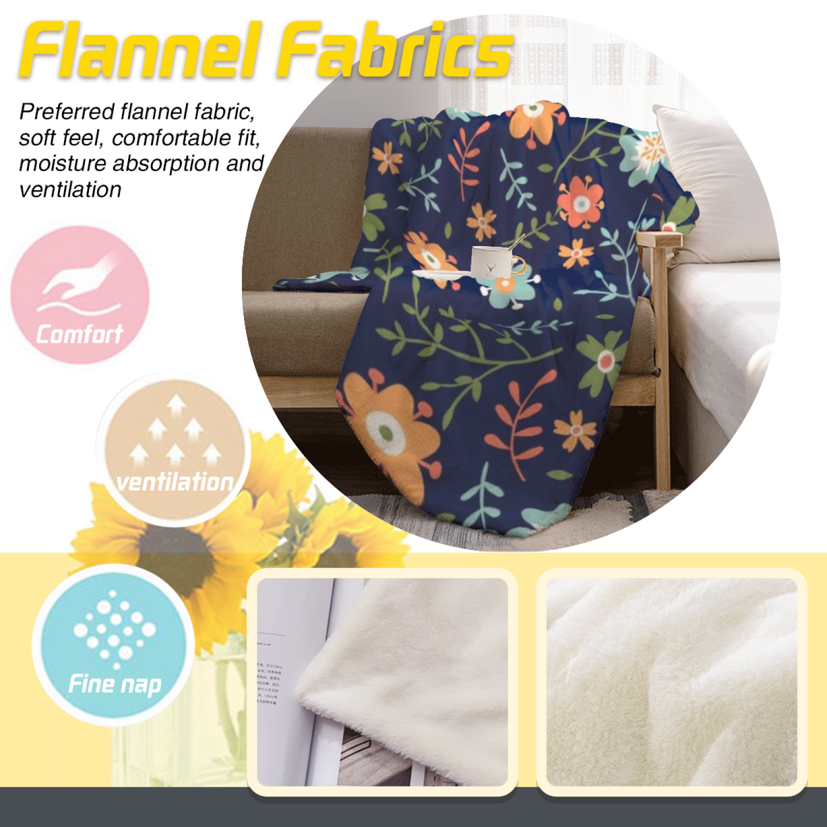 Soft Neutral Festival Petal Lightweight Flannel Throw ¨C Contemporary Pattern