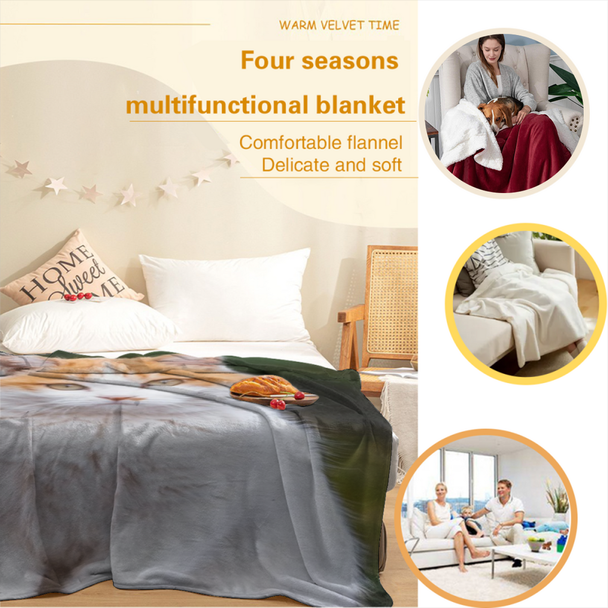 Soft Minimalist Plush Flannel Throw ¨C Celestial Tapestry Collection