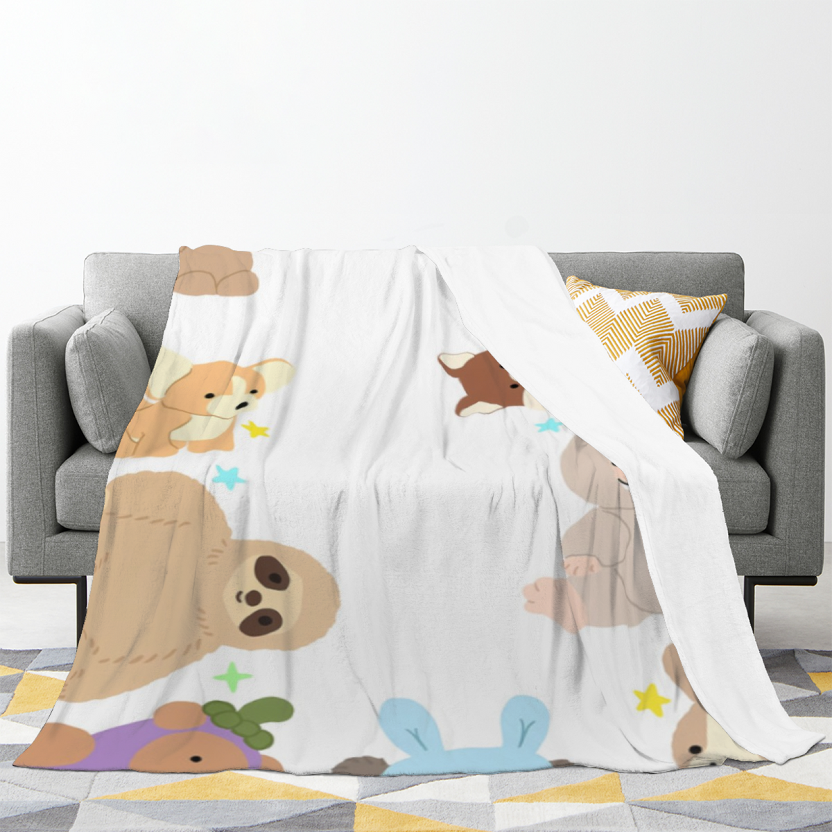 Heather Wander Lightweight Flannel Throw in Creamy Ivory