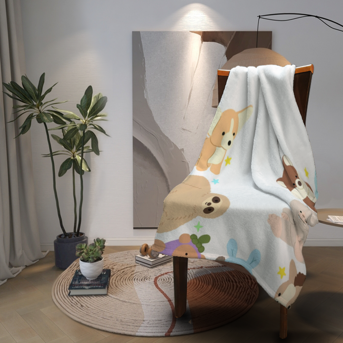 Heather Wander Lightweight Flannel Throw in Creamy Ivory