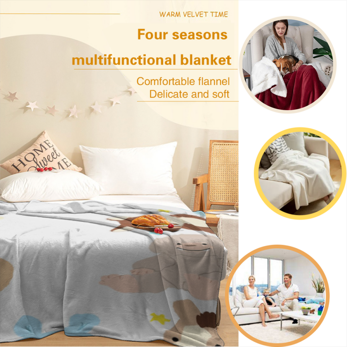 Heather Wander Lightweight Flannel Throw in Creamy Ivory
