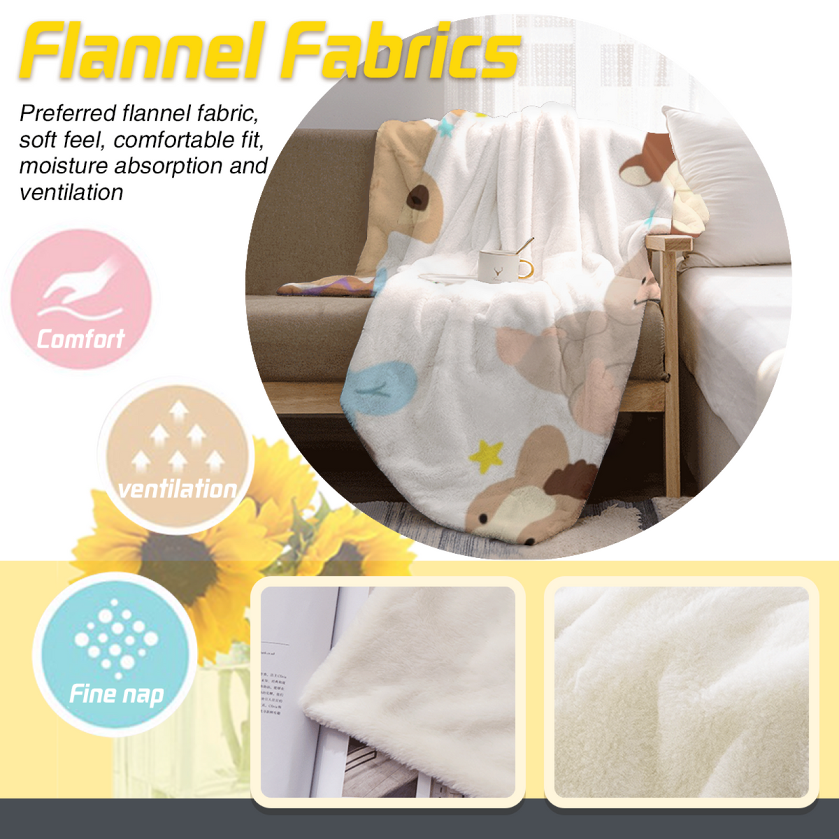 Heather Wander Lightweight Flannel Throw in Creamy Ivory