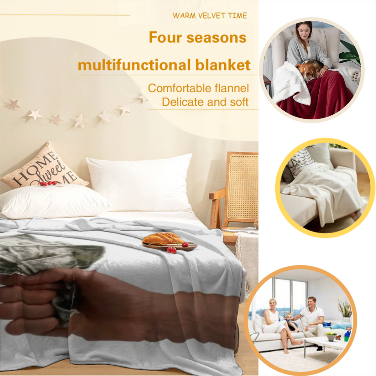 Decorative Flannel Blanket with Opaline Tapestry Cozy Cottage Artwork