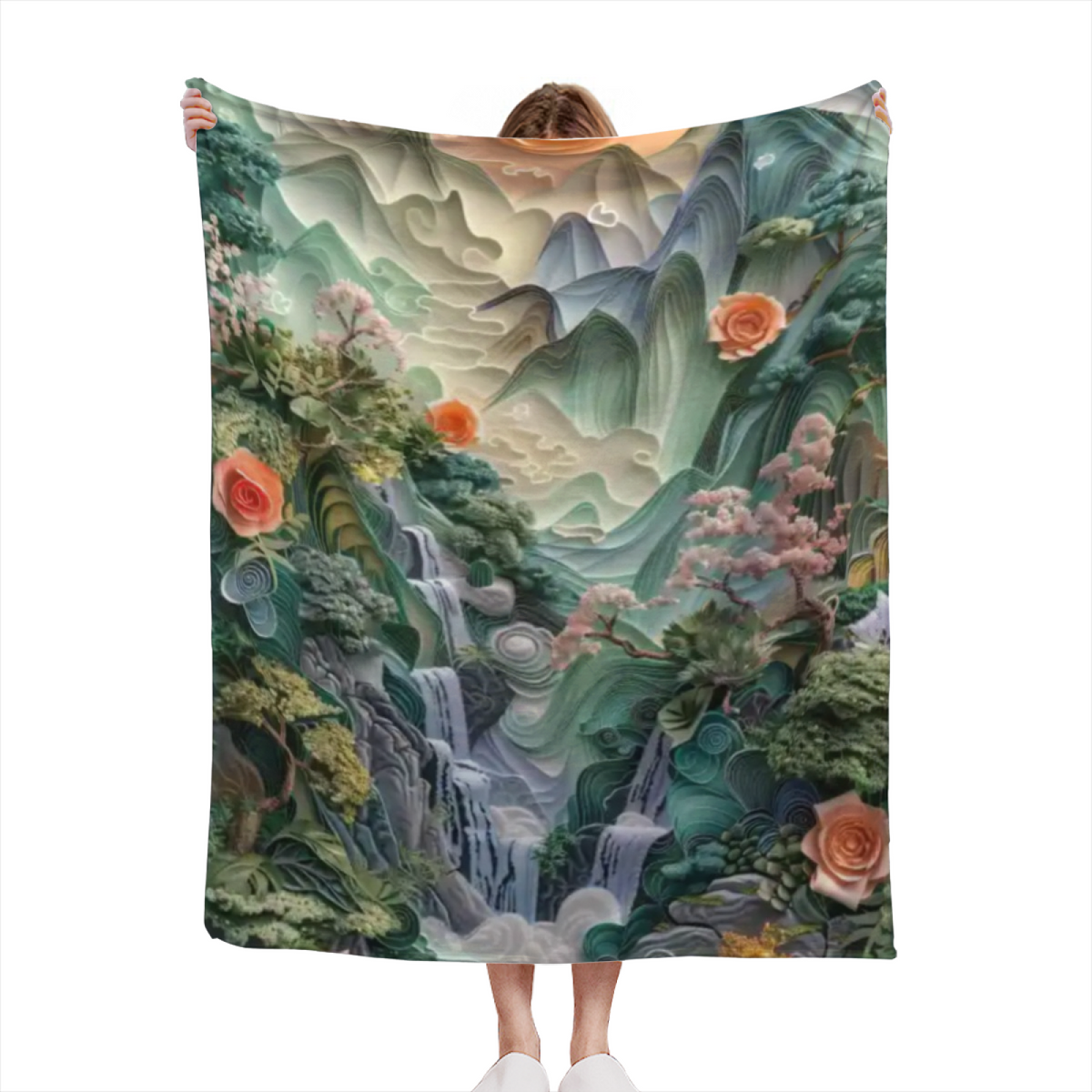Earthy Neutral Celestial Fable Soft Flannel Blanket ¨C Contemporary Pattern